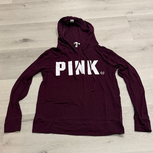 PINK Victoria's Secret Tops - PINK Victoria's Secret Burgundy Hoodie